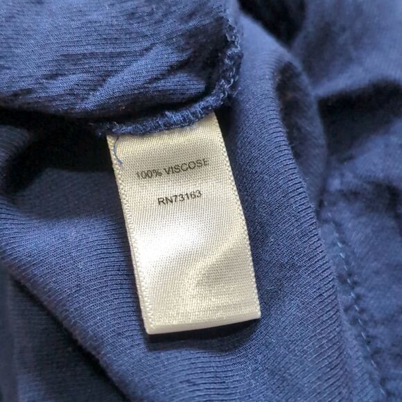 Cupio Navy Blue Long Sleeve V Neck Top with Coral Pink Trim - Picture 6 of 8